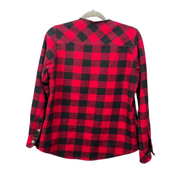 Orvis Fleece Lined Flannel Top Womens Small‎ Buffalo Plaid Shacket Shirt Jacket - Picture 2 of 8